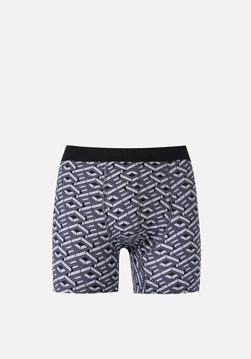 Изображение Мужские серые боксеры современного кроя с принтом