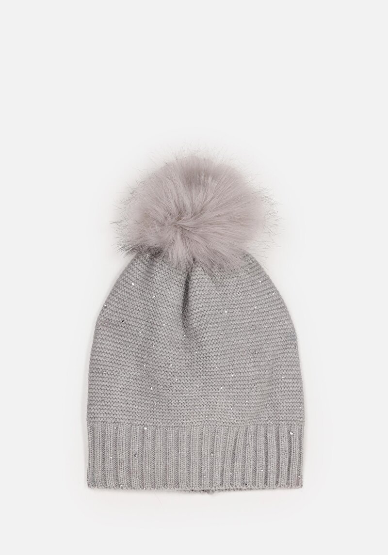 Изображение Женская серая шапка-бини