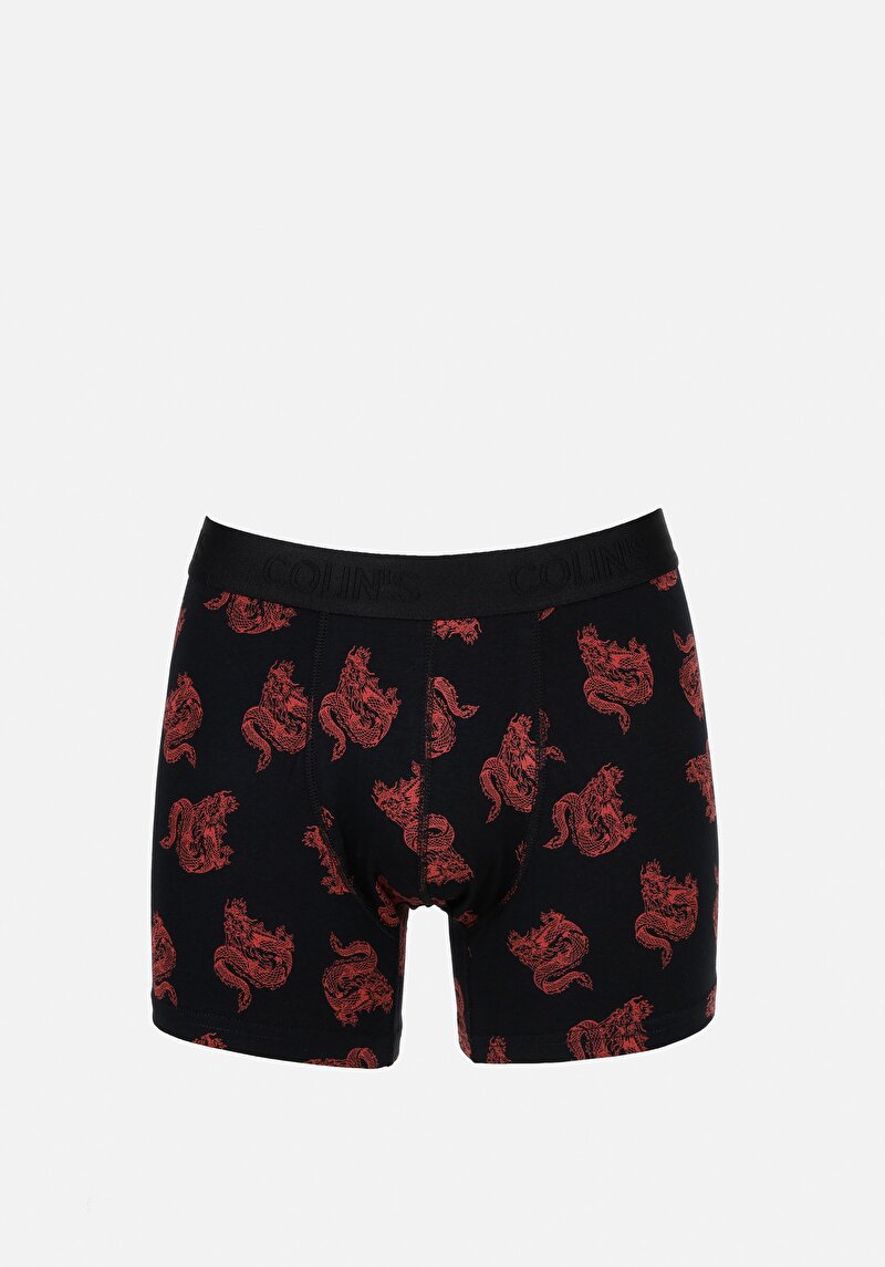 Изображение Мужские черные боксеры modern fit с принтом