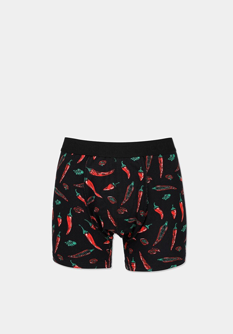 Изображение Мужские черные боксеры modern fit с принтом