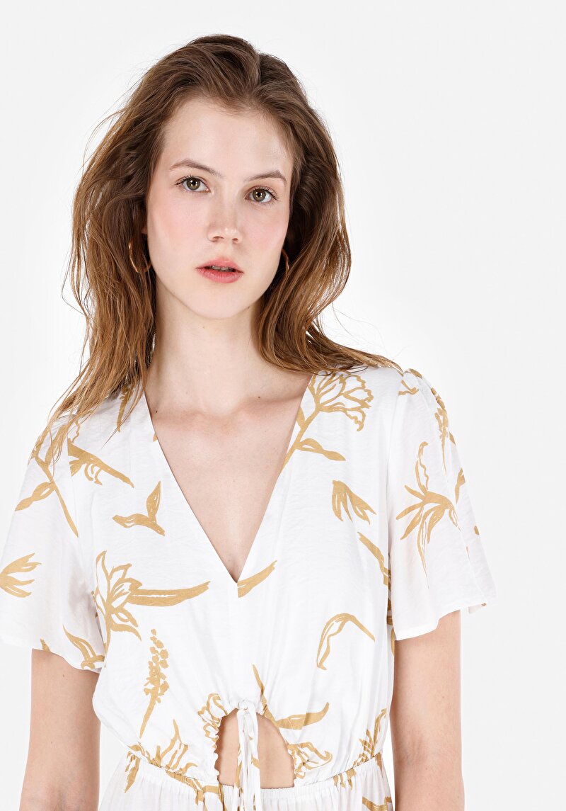 Показать информацию о Женское платье экрю, стандартного кроя