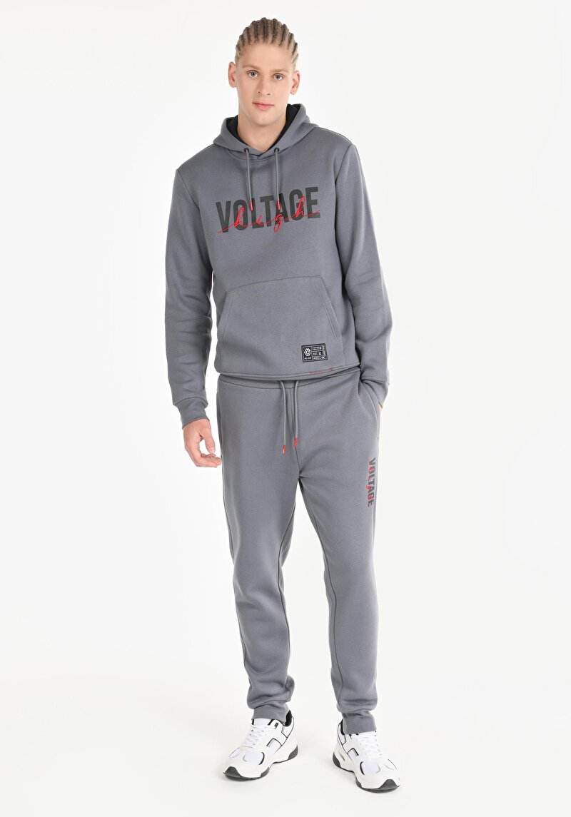 Изображение Мужские серые спортивные брюки прямого кроя средней посадки