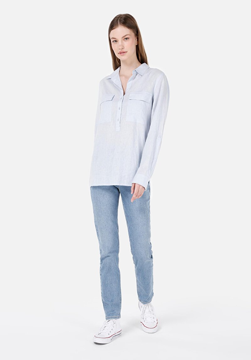 Изображение Женские джинсы цвета индиго облегающего кроя