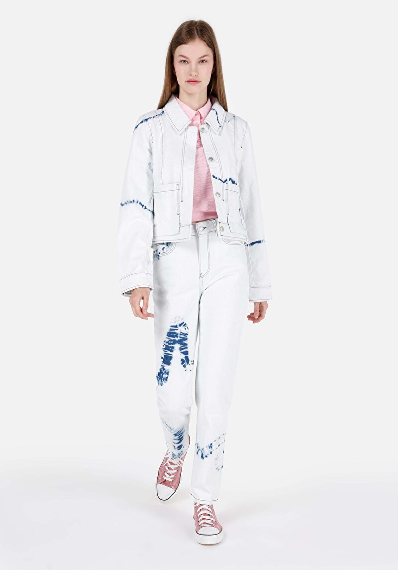 Изображение Женские джинсы цвета индиго mom fit slim leg