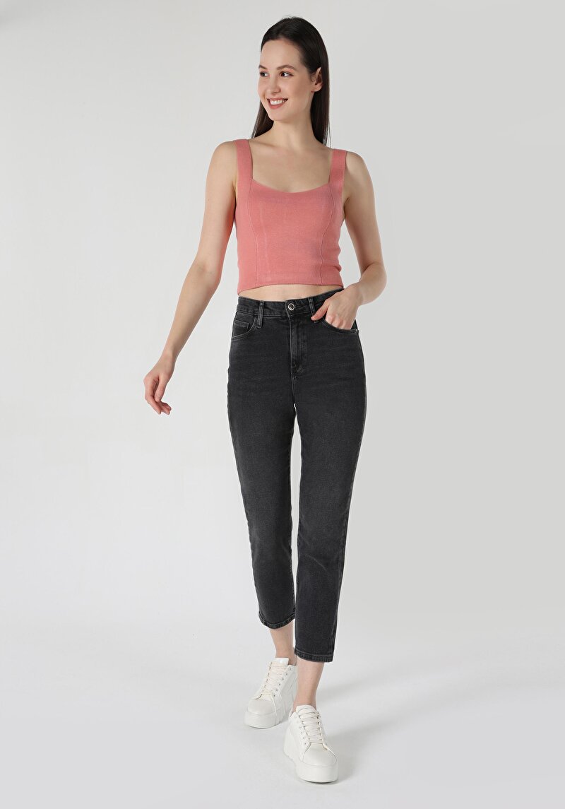 Изображение Женские серые узкие джинсы slim fit со средней посадкой