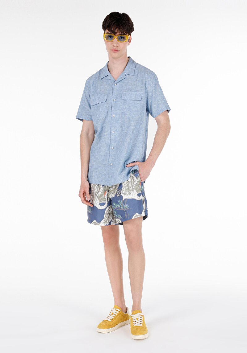 Изображение Мужские темно-синие плавательные шорты slim fit