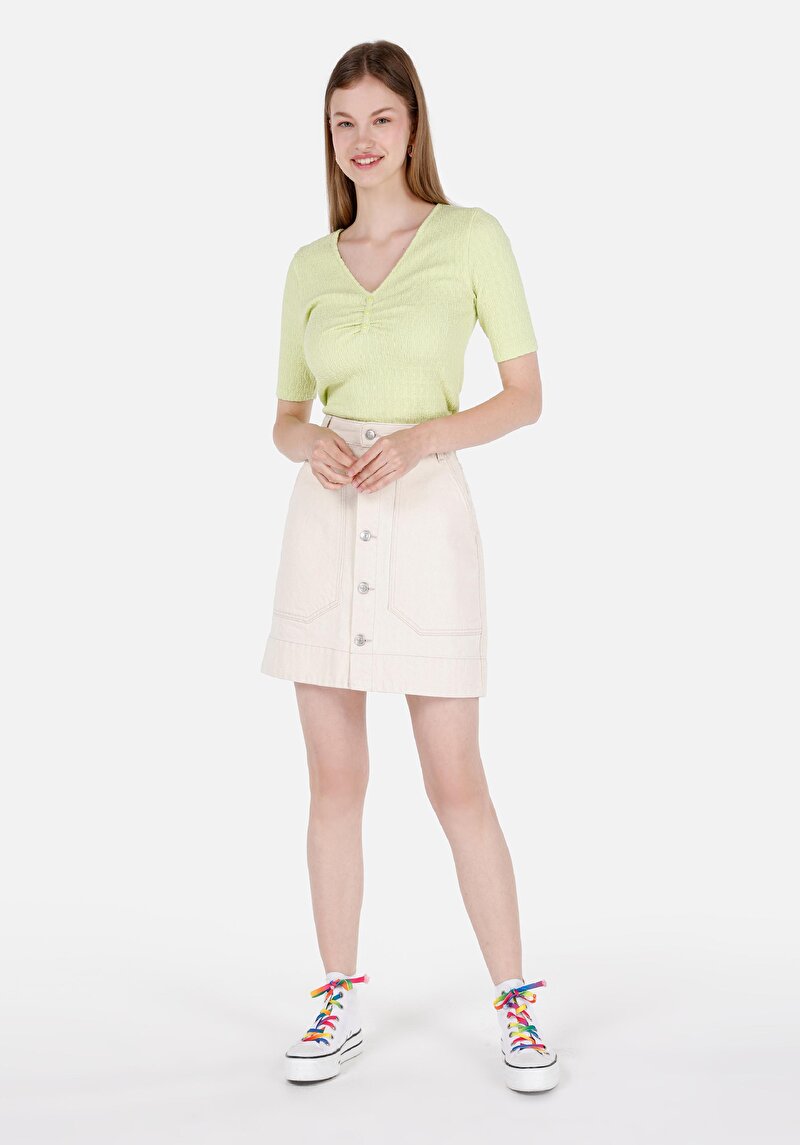 Изображение Женская синяя юбка приталенного кроя