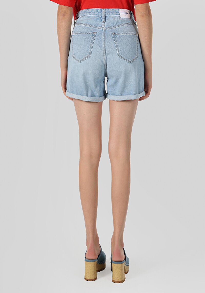 Показать информацию о Женские черные джинсовые шорты с высокой посадкой mom fit