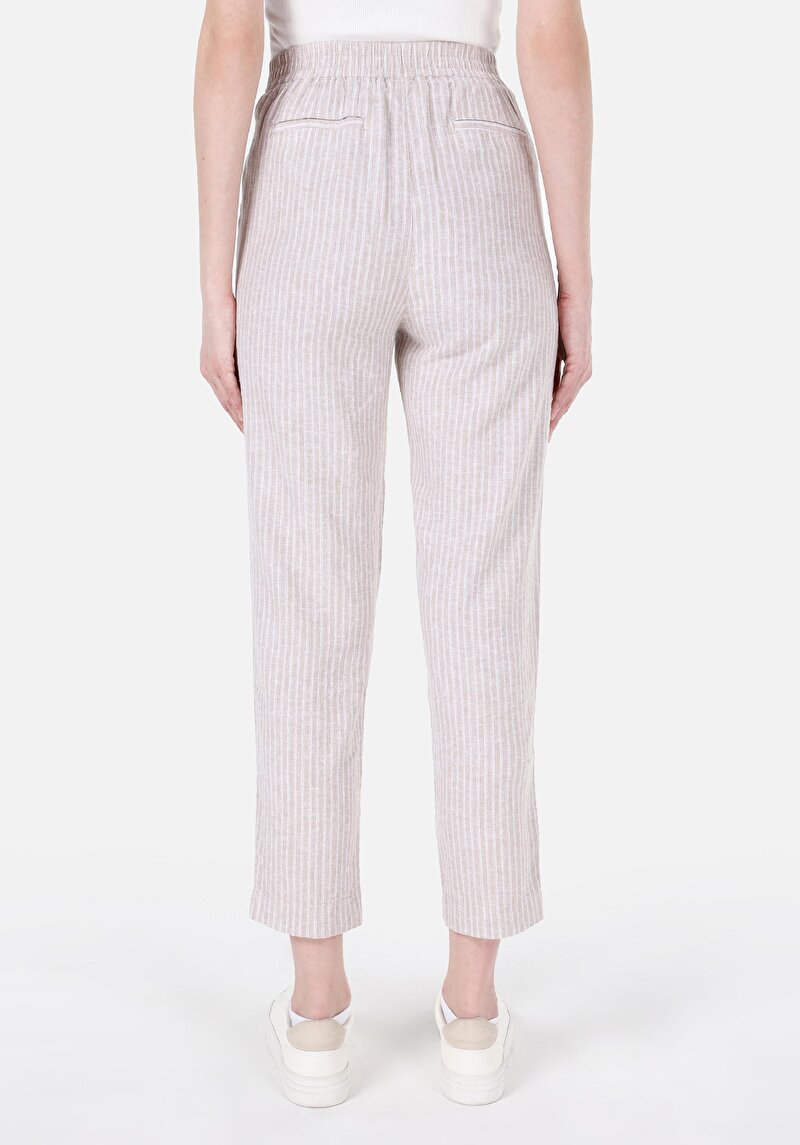 Показать информацию о Женские бежевые брюки прямого кроя, с заниженной талией