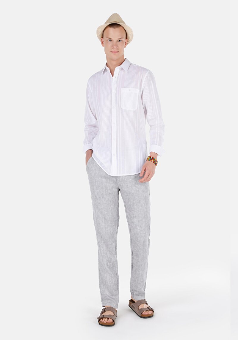 Изображение Мужские серые брюки прямого кроя, средней посадки