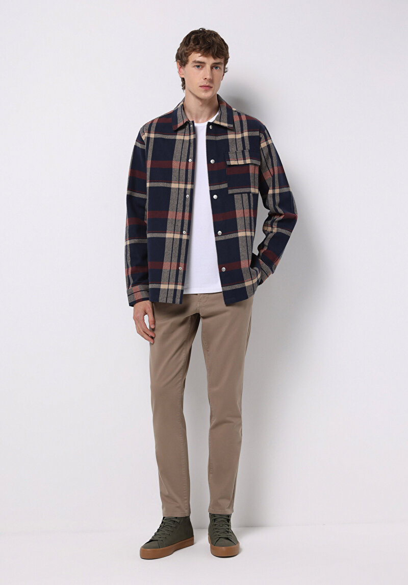 Изображение Мужские бежевые брюки средняя посадка Slim Fit