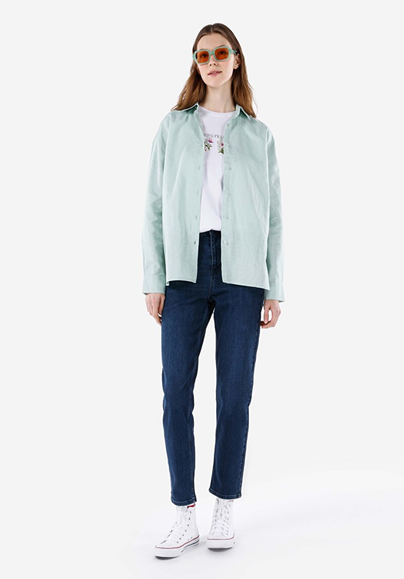 Изображение Женские джинсы из денима mom fit со средней посадкой