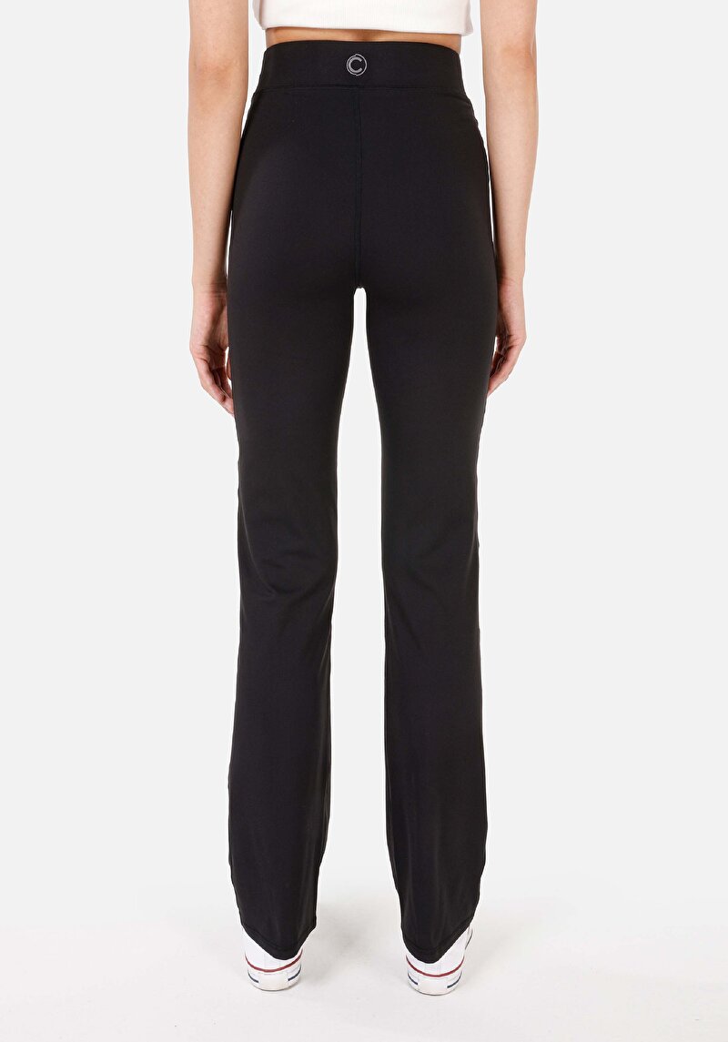 Показать информацию о Женские трикотажные леггинсы черного цвета slim fit с высокой посадкой