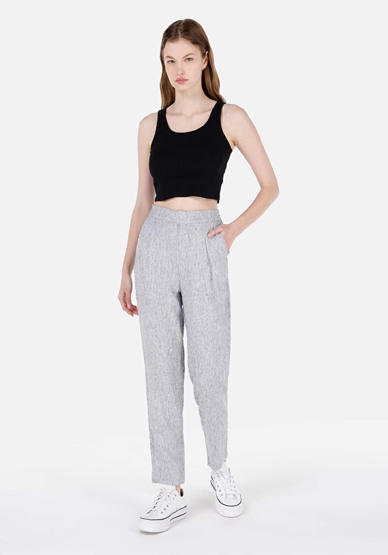 Изображение Женские антрацитовые брюки прямого кроя, с заниженной талией