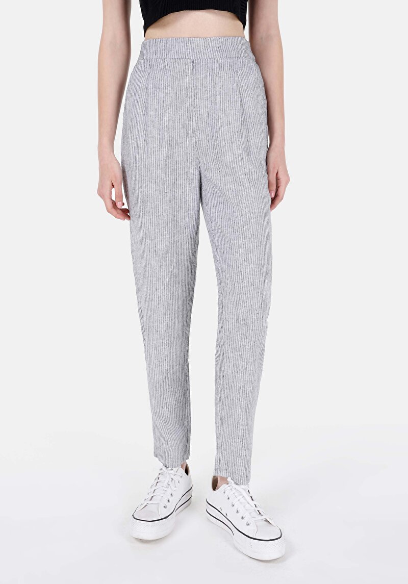 Показать информацию о Женские антрацитовые брюки прямого кроя, с заниженной талией