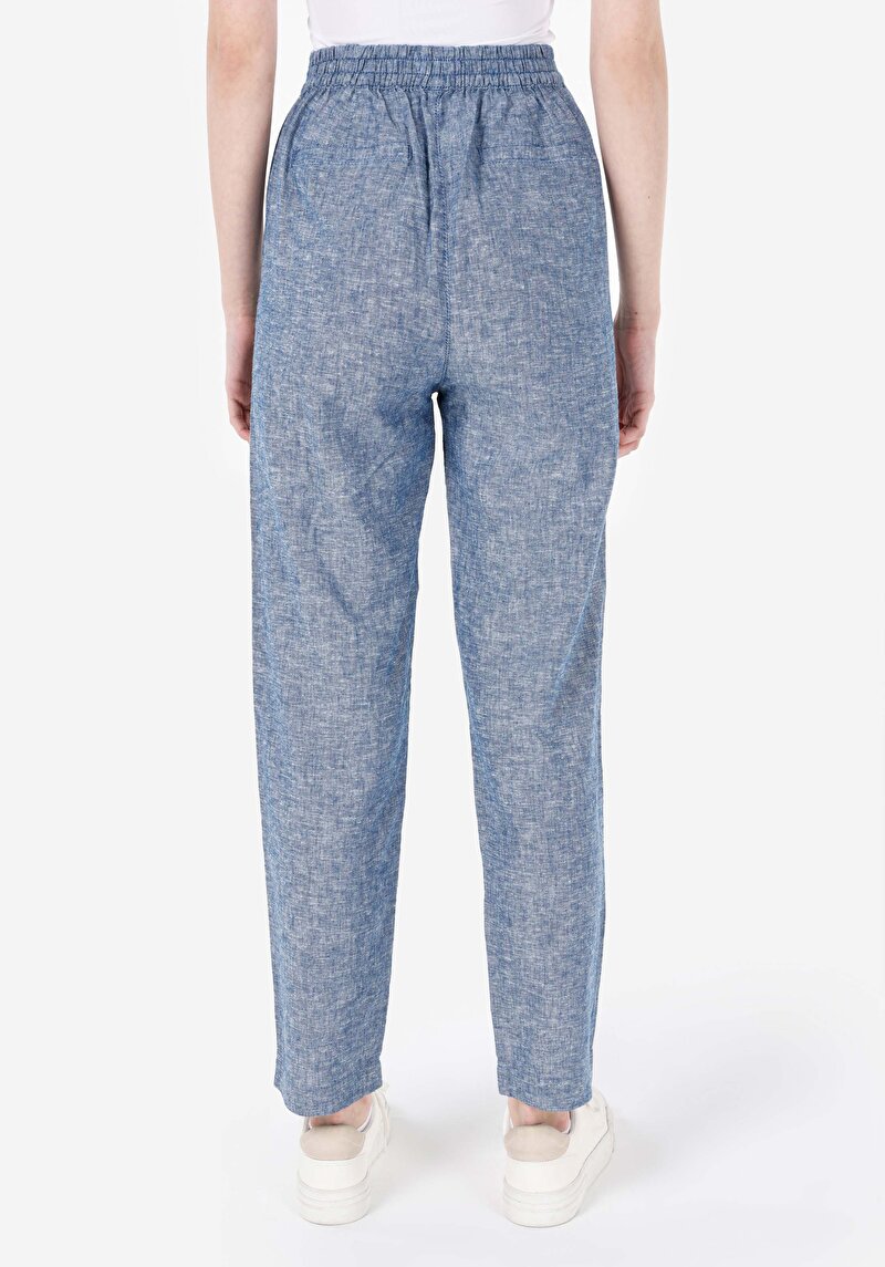 Показать информацию о Женские синие брюки прямого кроя, с заниженной талией