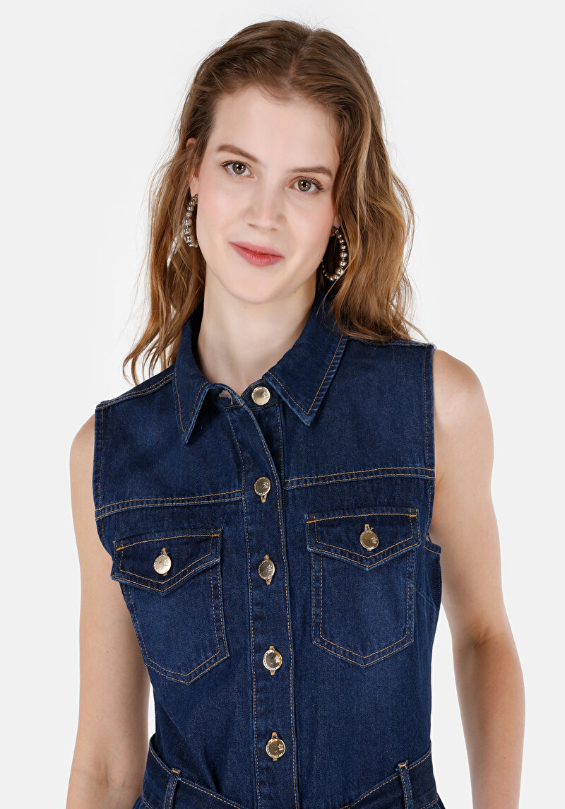 Показать информацию о Женское синее облегающее платье без рукавов