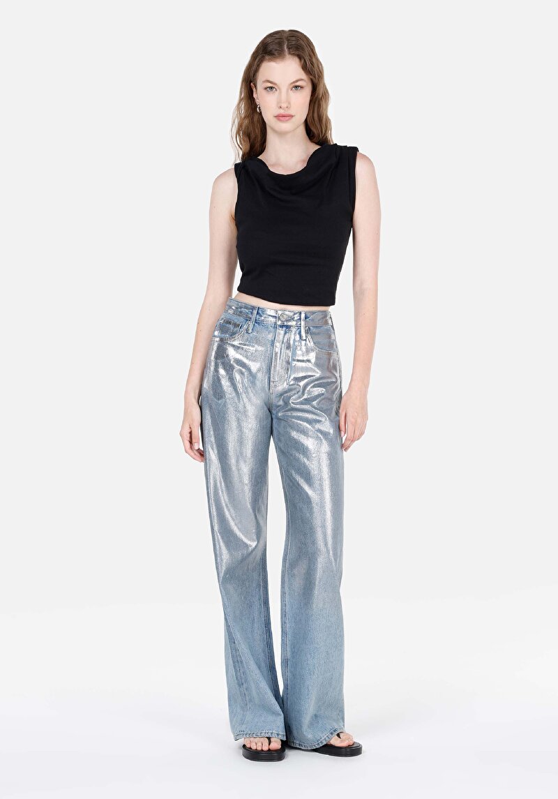 Изображение Женские широкие джинсы стандартного кроя с высокой талией