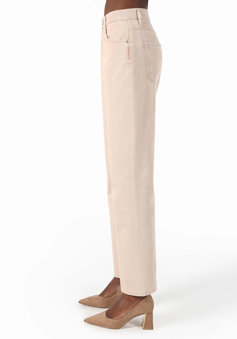 Показать информацию о Женские светло-коричневые джинсы обычного кроя с высокой талией и прямыми штанинами