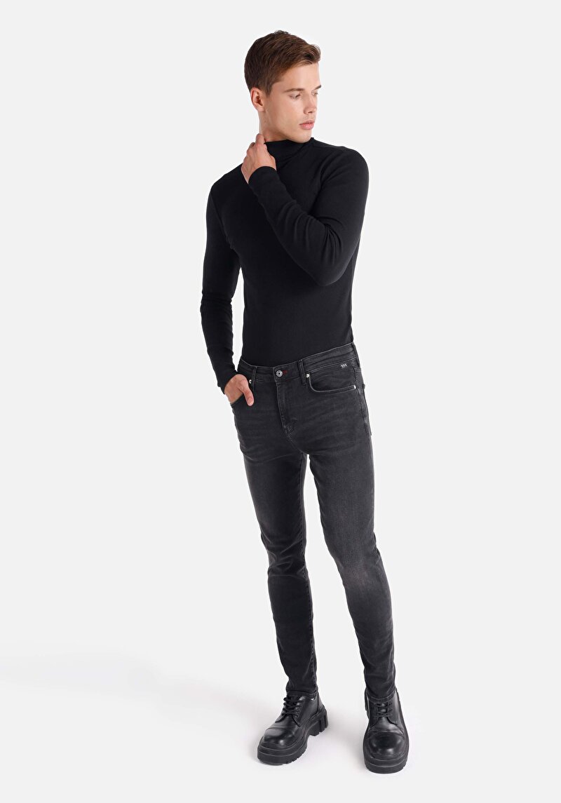 Изображение Мужские черные джинсы skinny fit завышенная посадка