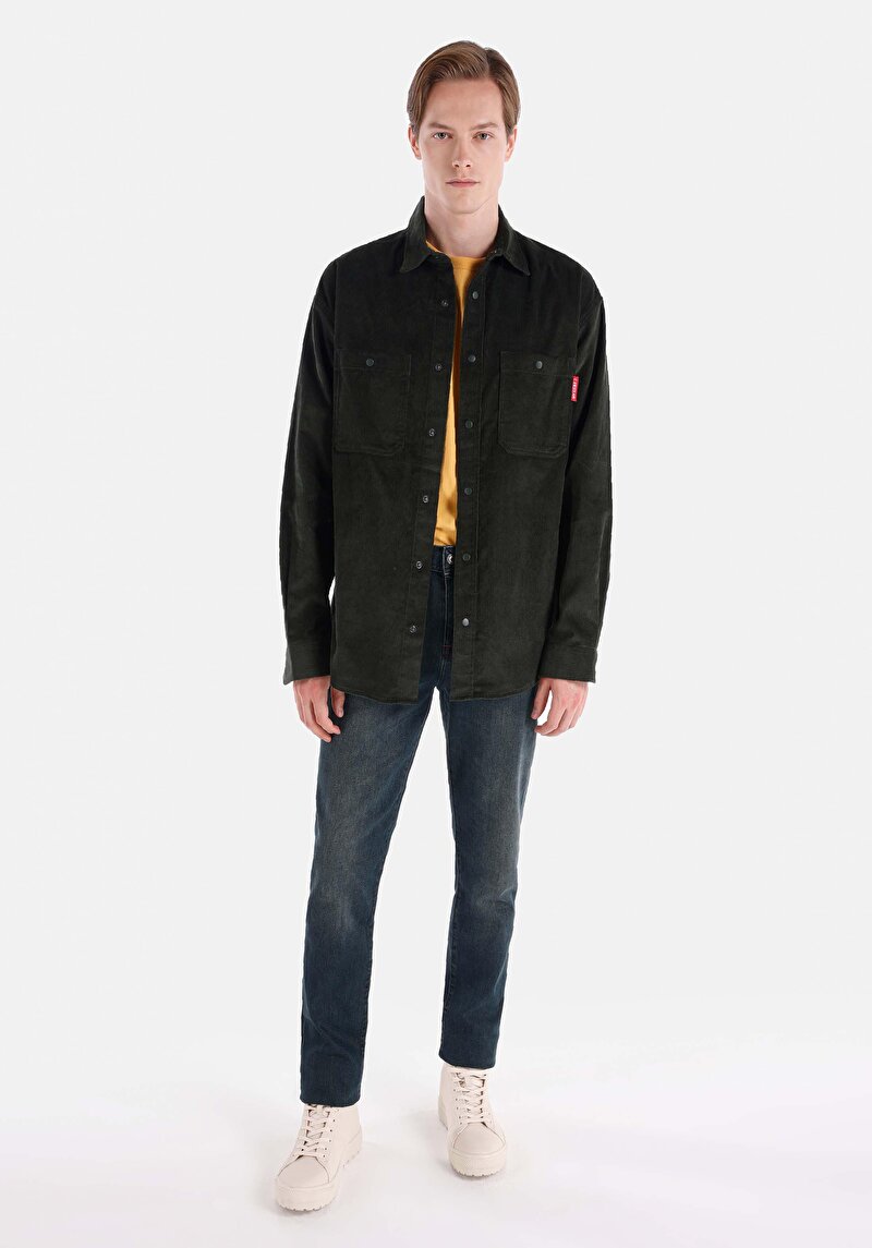 Изображение Мужские джинсы цвета индиго прямого кроя