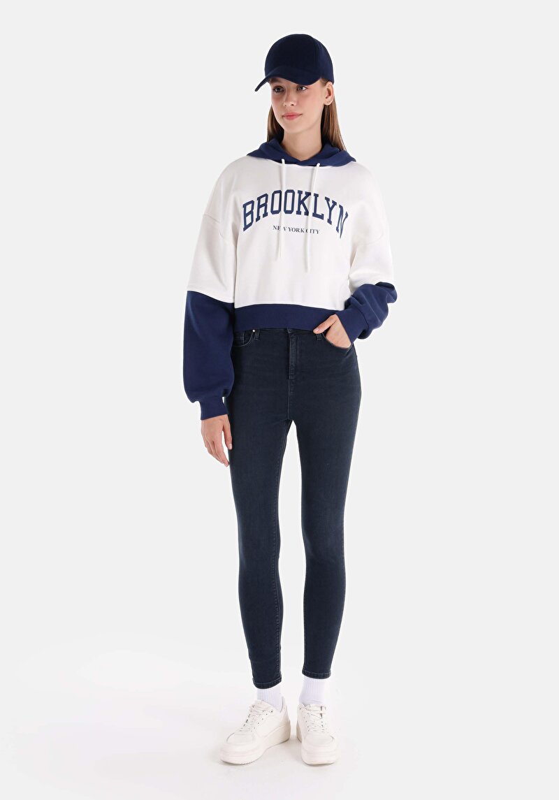 Изображение Женские джинсы темный индиго skinny fit завышенная посадка