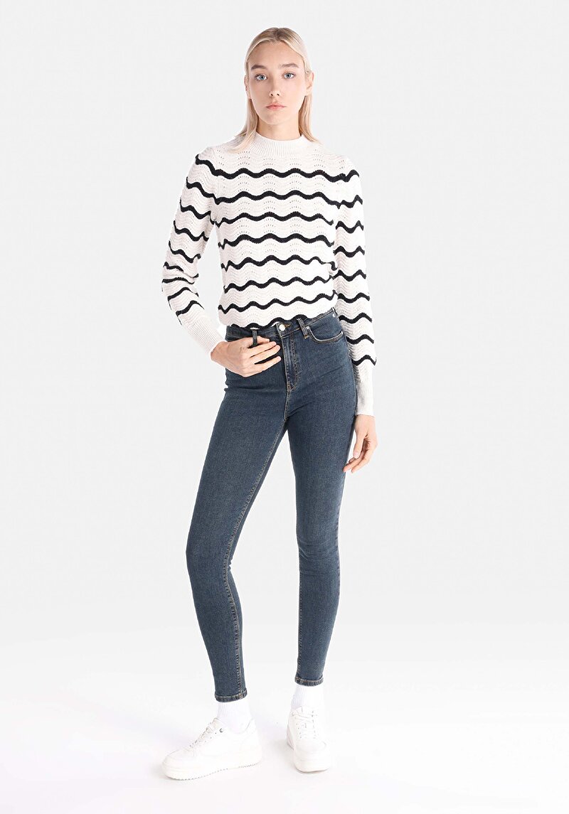 Изображение Женские джинсы индиго skinny fit высокая посадка