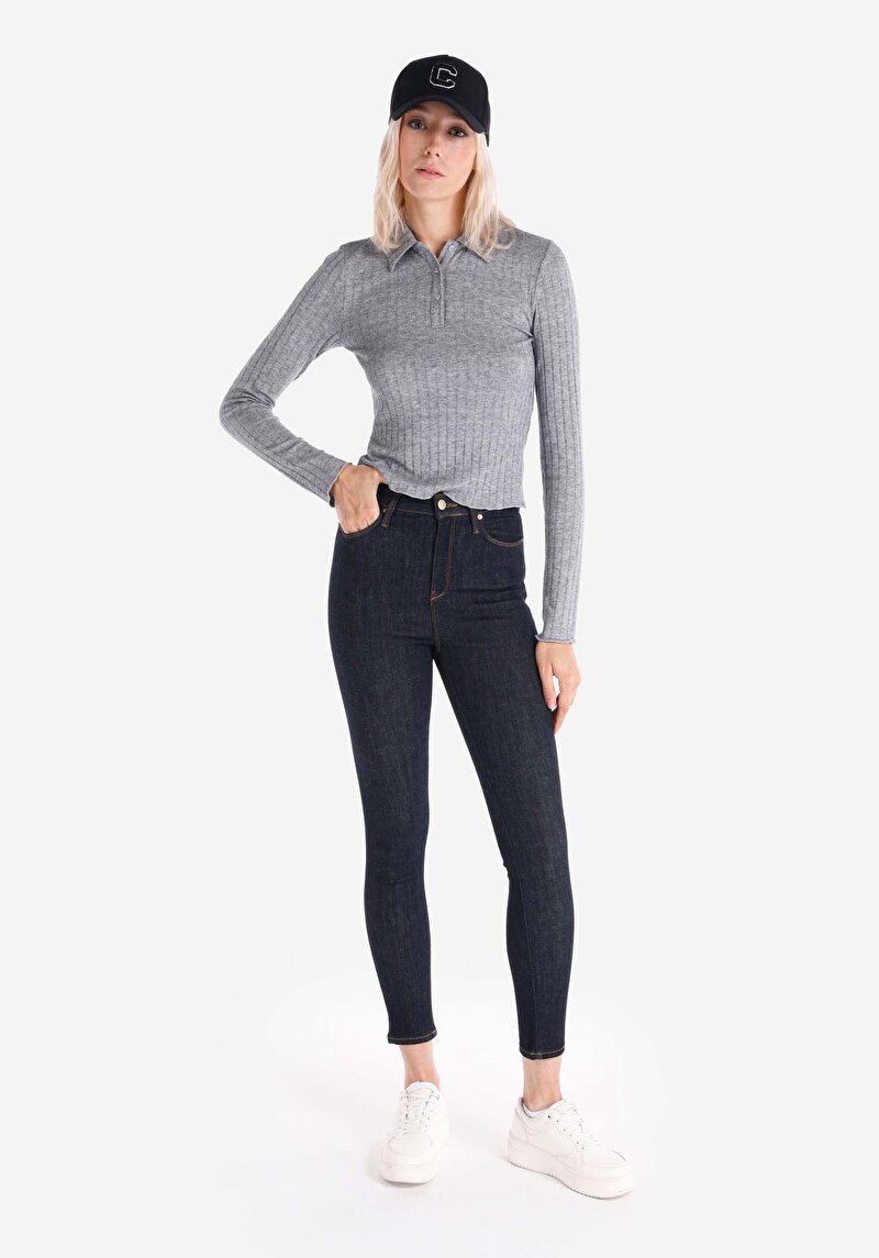 Изображение Женские джинсы индиго skinny fit высокая посадка