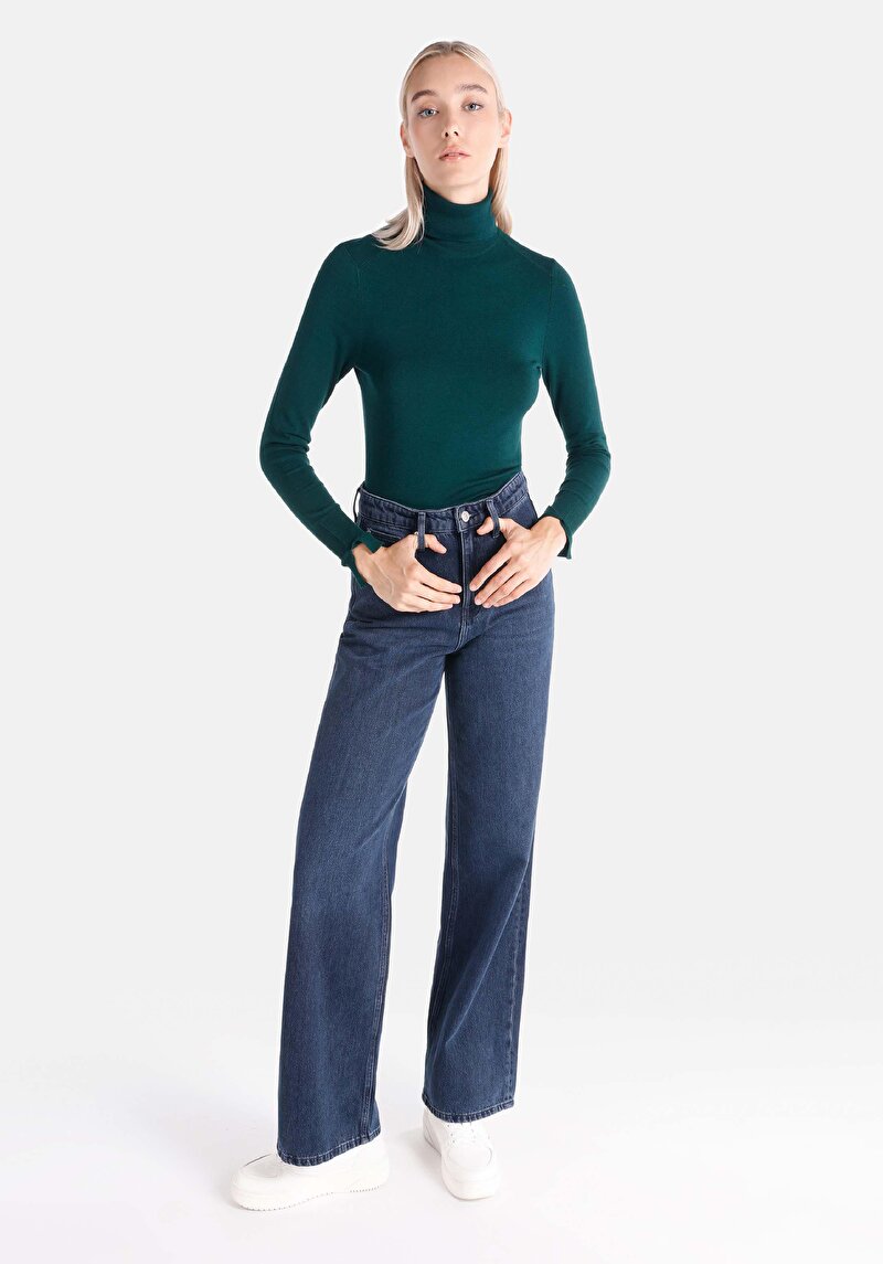 Изображение Женские широкие джинсы стандартного кроя с высокой талией