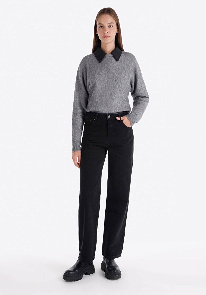 Изображение Женские джинсы из денима, широкий крой, средней посадки