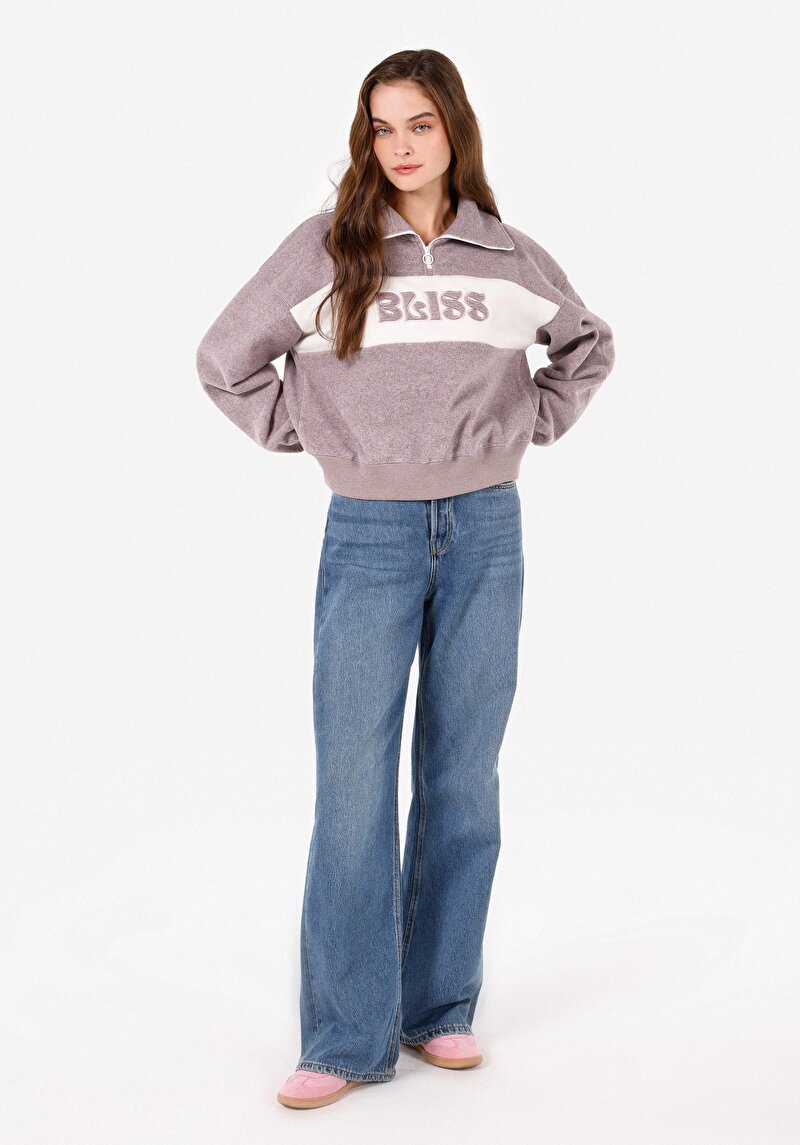 Показать информацию о Женский розовый свитшот стандартного кроя на молнии