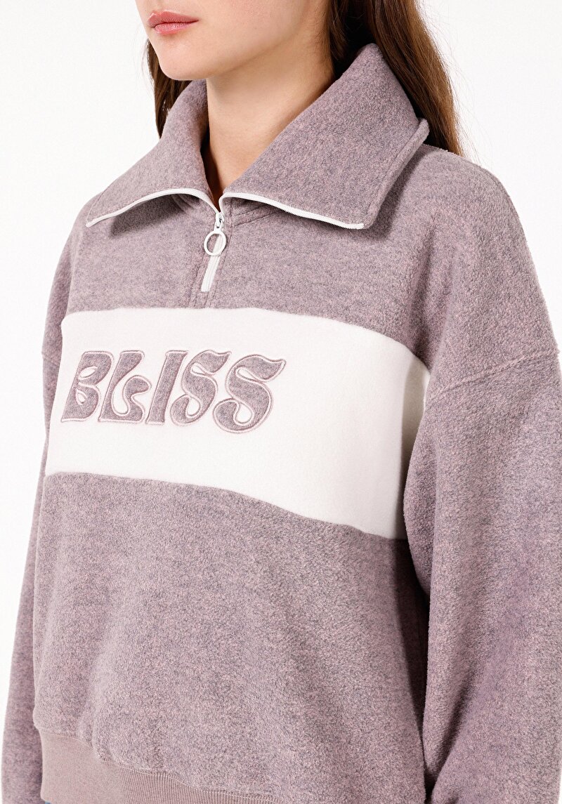 Показать информацию о Женский розовый свитшот стандартного кроя на молнии