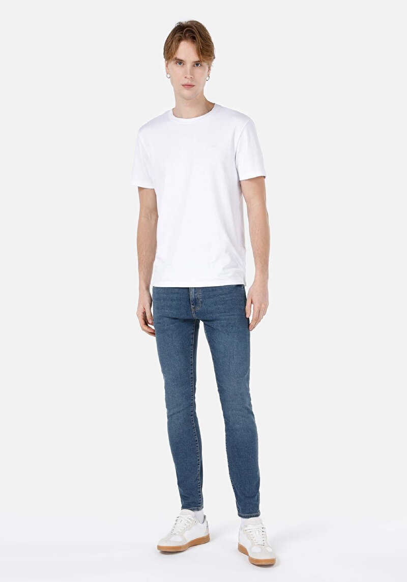 Изображение Мужские джинсы из денима узкого кроя, с заниженной талией