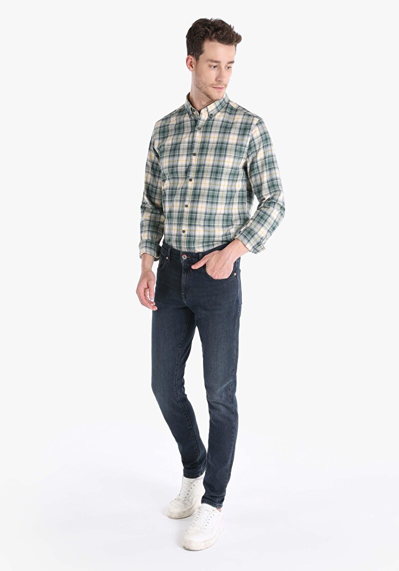 Изображение Мужские узкие чёрные джинсы приталенного кроя с заниженной талией