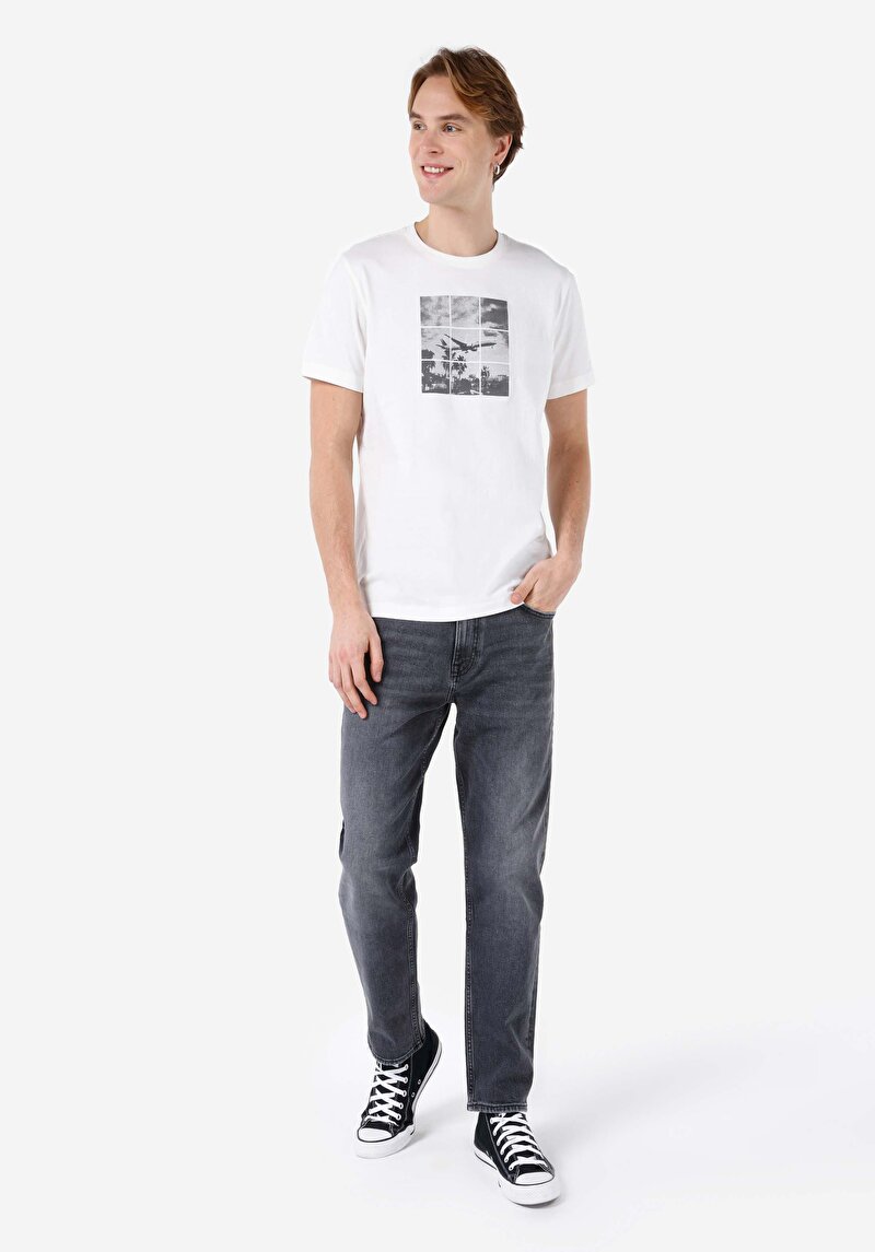 Изображение Мужские серые джинсы прямого кроя со средней посадко