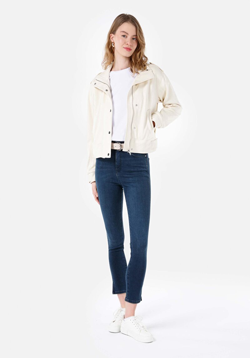 Изображение Женские джинсы скинни цвета индиго с высокой посадкой