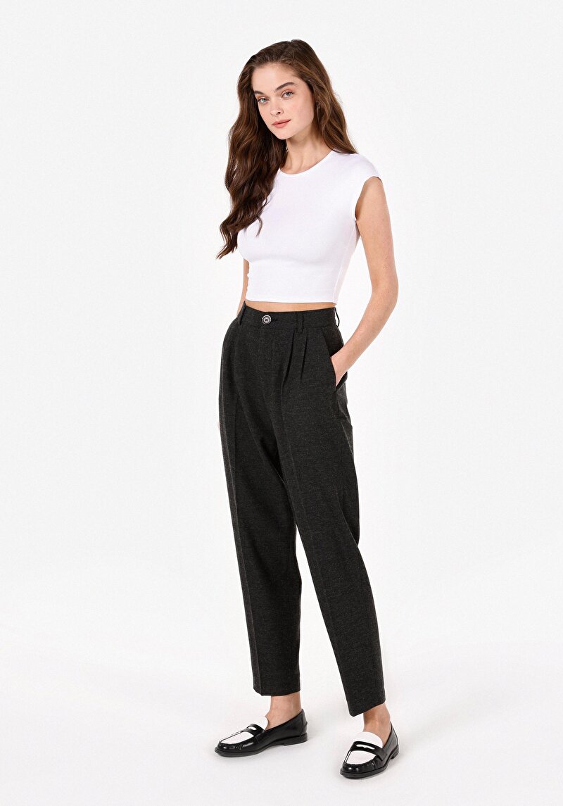 Изображение Женские графитовые брюки прямого кроя завышенная талия regular fit