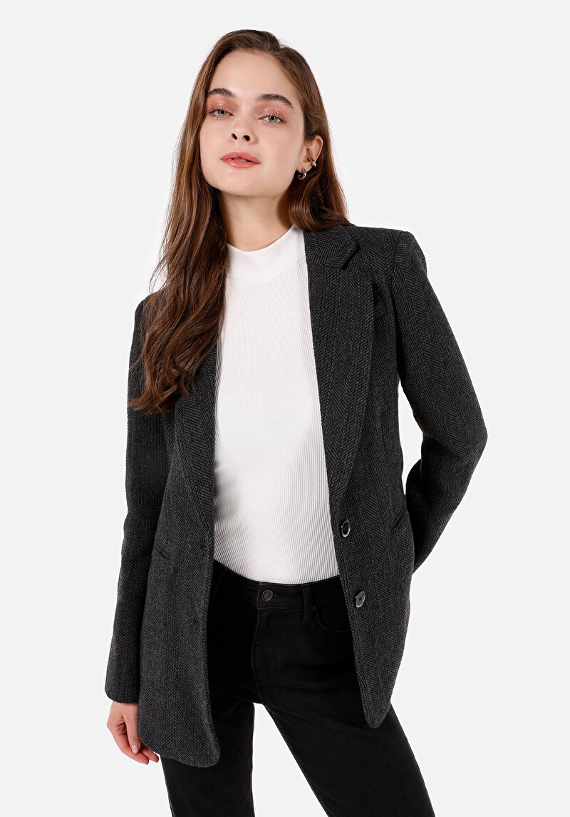 Изображение Женский серый пиджак обычного кроя