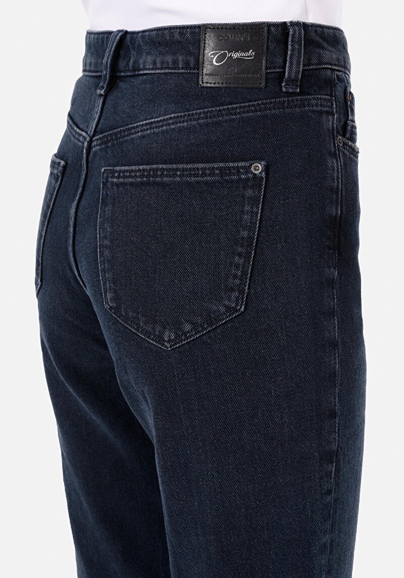 Показать информацию о Женские джинсы цвета темно-индиго mom fit slim leg