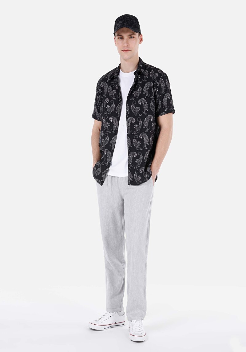 Изображение Мужские синие брюки прямого кроя, средняя посадка