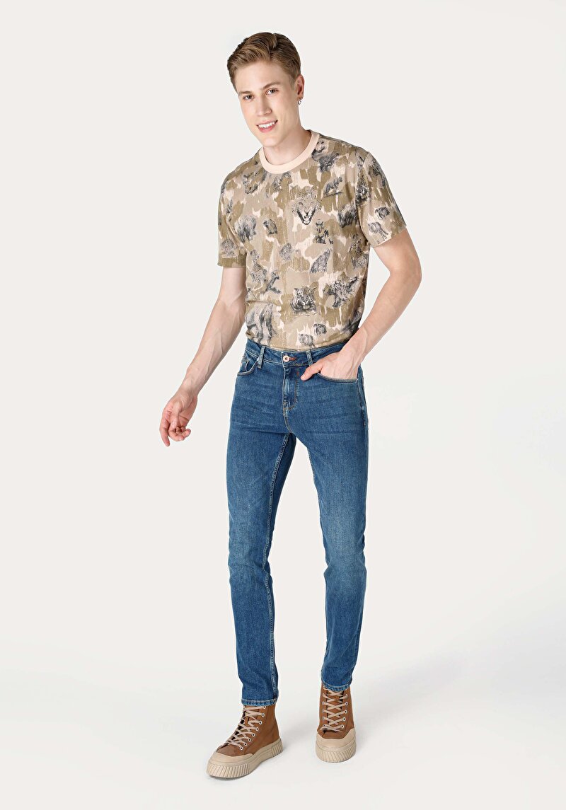 Изображение Мужские джинсы цвета индиго прямого кроя с заниженной посадкой