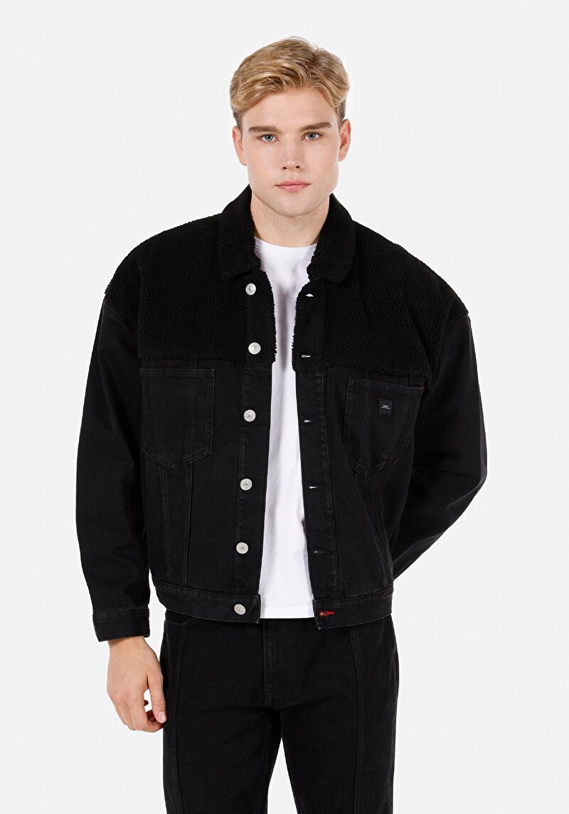 Изображение Мужской синий оверсайз пиджак на пуговицах, с подкладкой