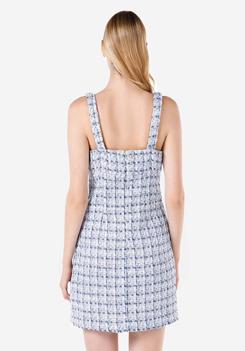 Показать информацию о Женское синее платье приталенного кроя