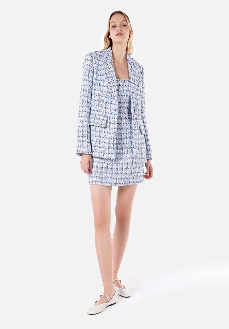 Показать информацию о Женское синее платье приталенного кроя