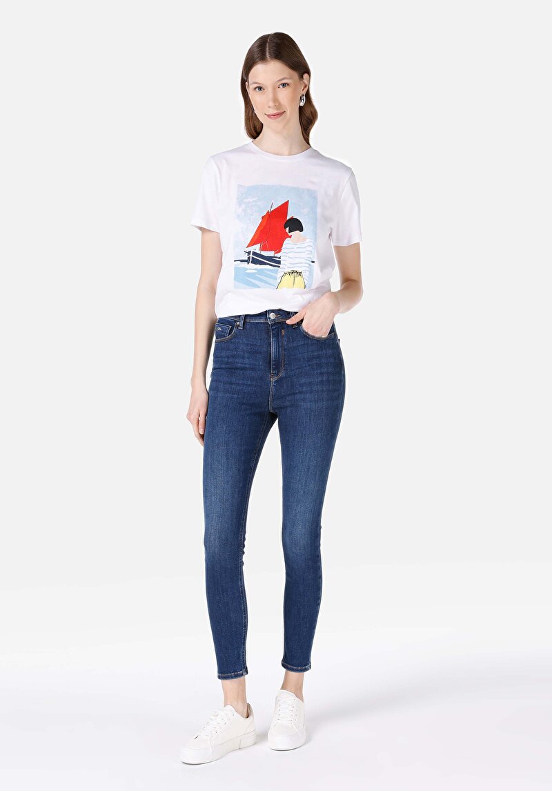 Изображение Женские джинсы цвета тёмного-индиго обтягивающего кроя