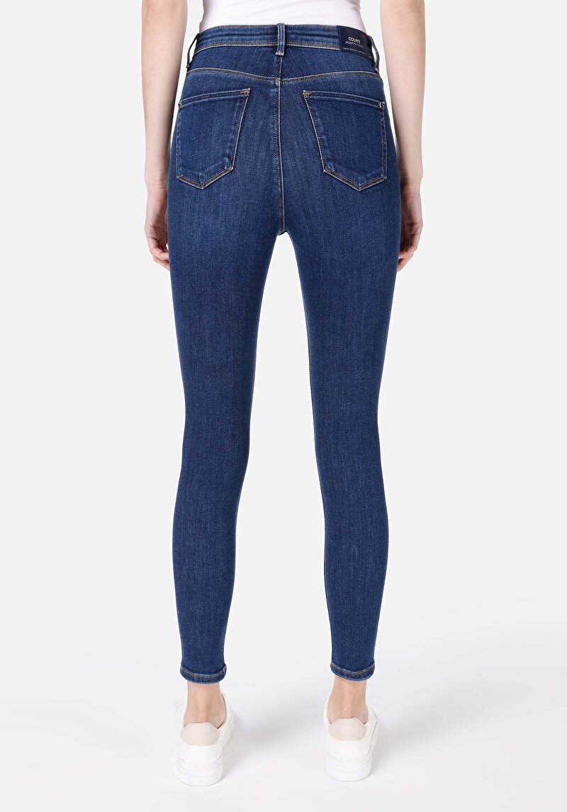 Показать информацию о Женские джинсы цвета тёмного-индиго обтягивающего кроя