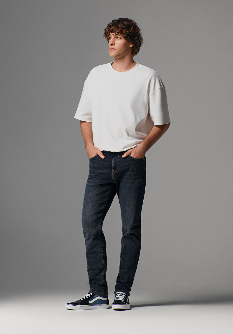 Изображение Мужские темно-синие джинсы slim fit