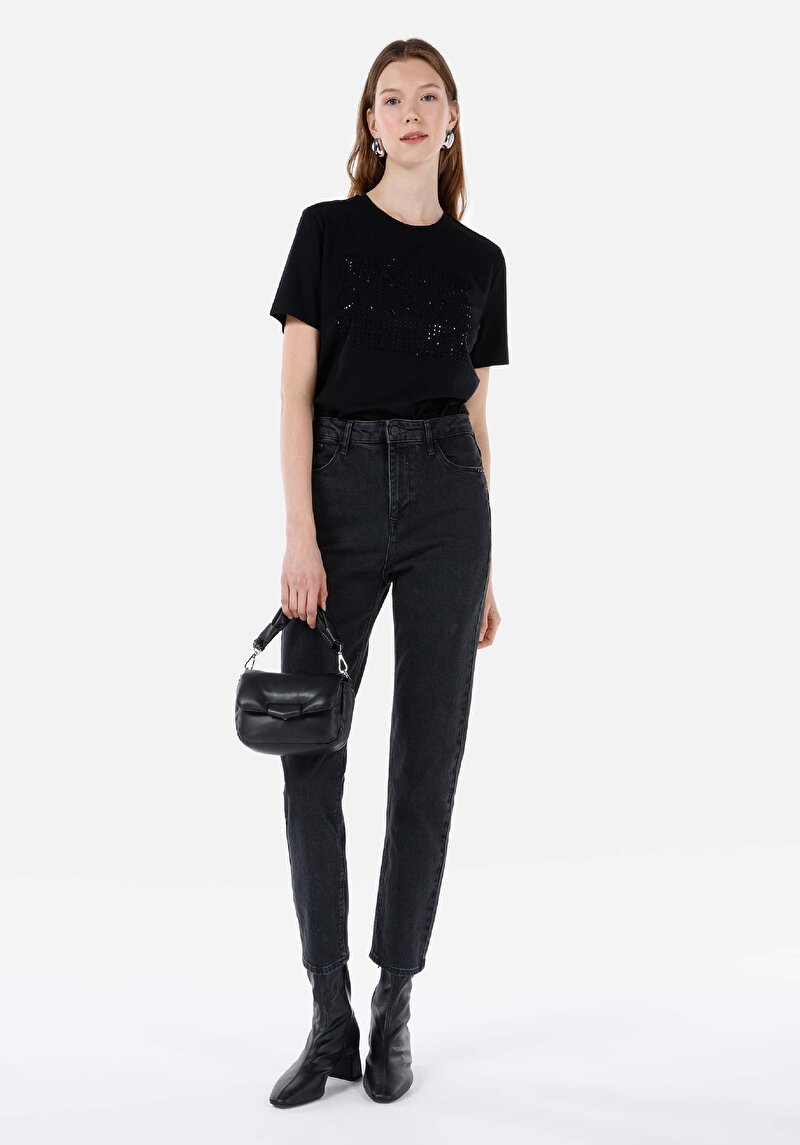 Изображение Женские джинсы из денима mom fit с узкими штанинами