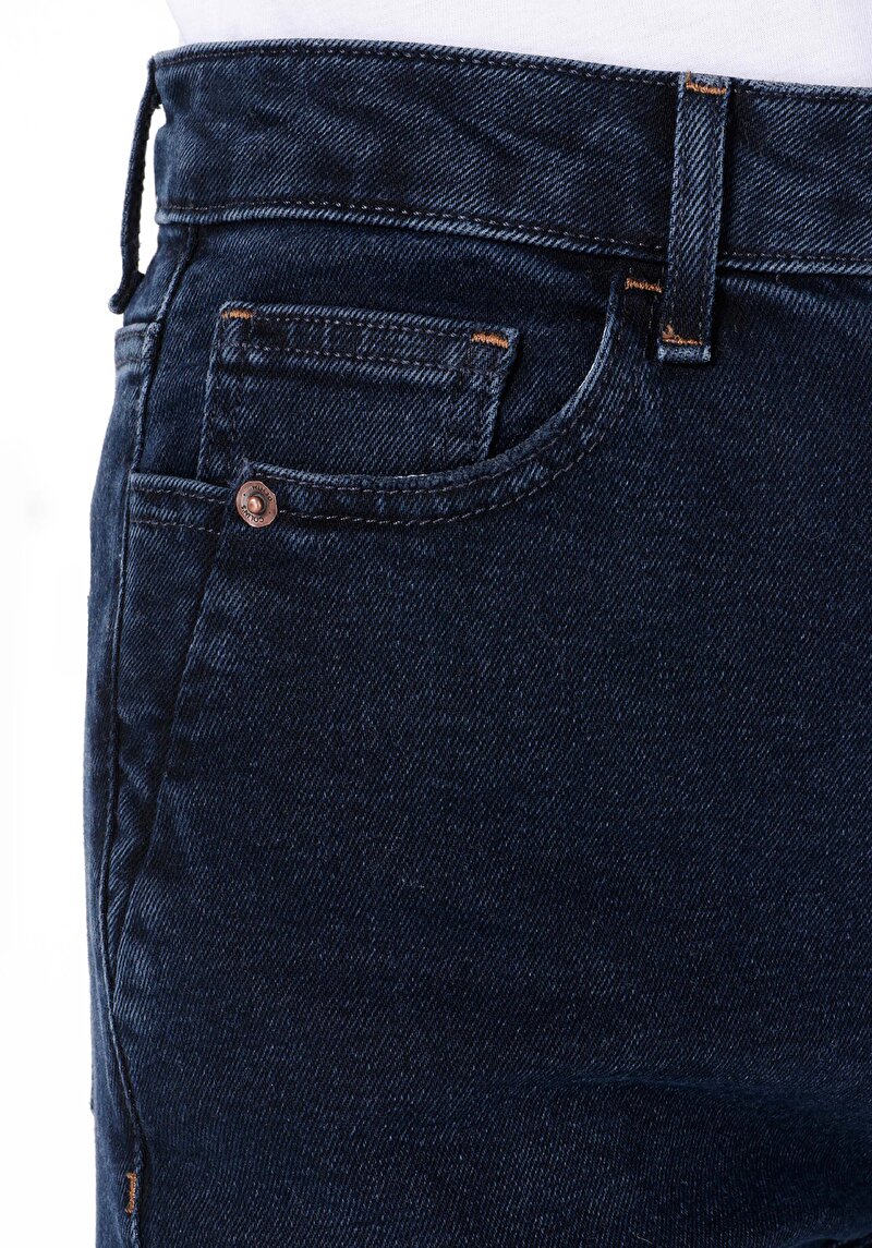 Показать информацию о Женские джинсы цвета темно-индиго mom fit slim leg