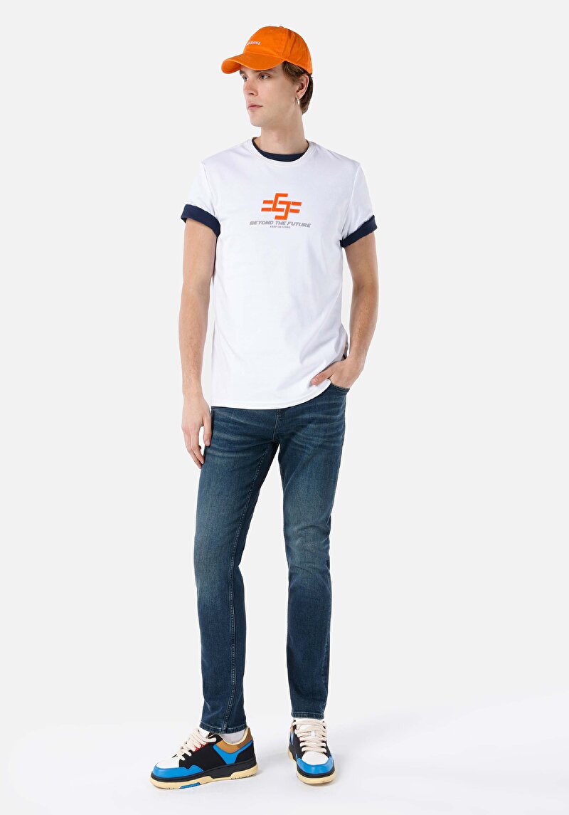 Изображение Мужские джинсы прямого кроя цвета тёмного индиго